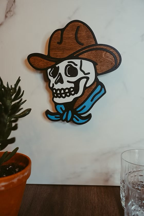 Western Skull Wooden Wall Hanging