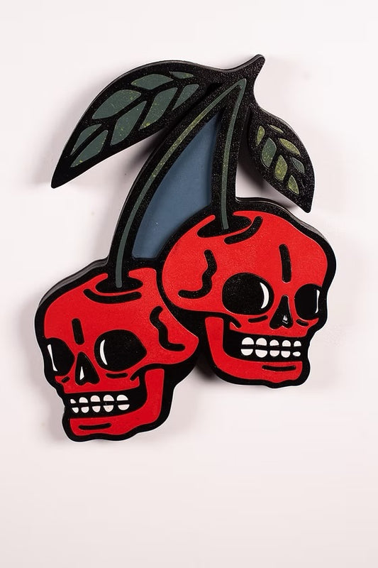 XL Wooden Skull Cherries