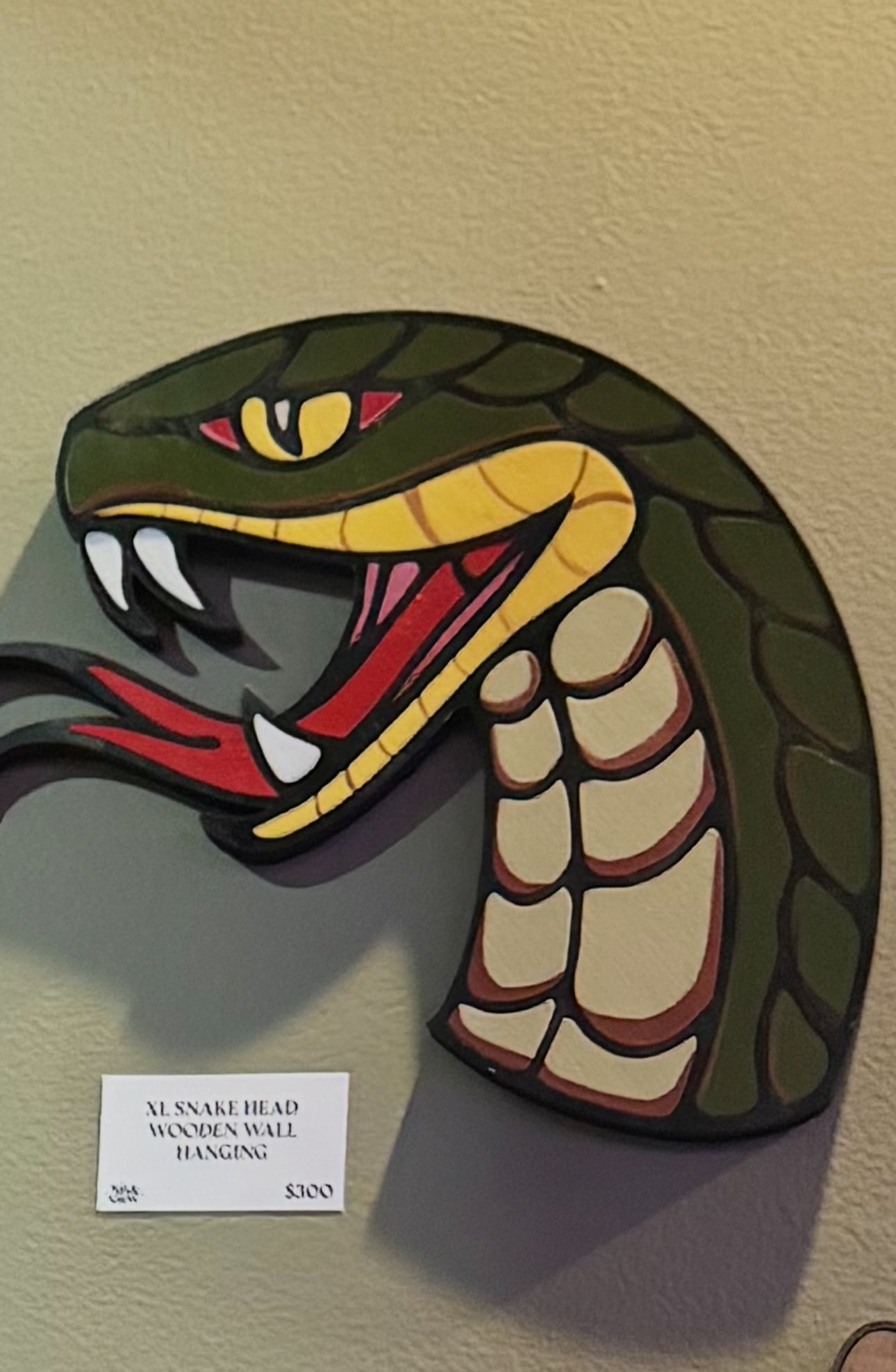 XL Snake Head Wooden Wall Hanging