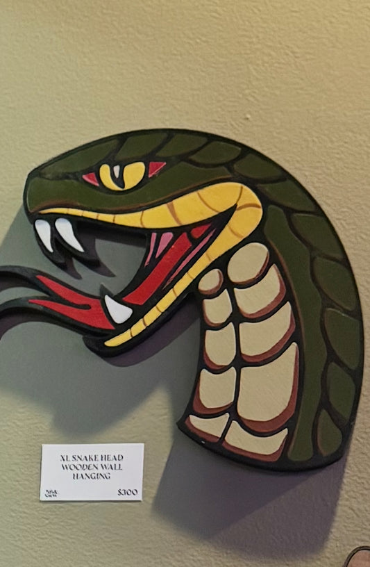 XL Snake Head Wooden Wall Hanging