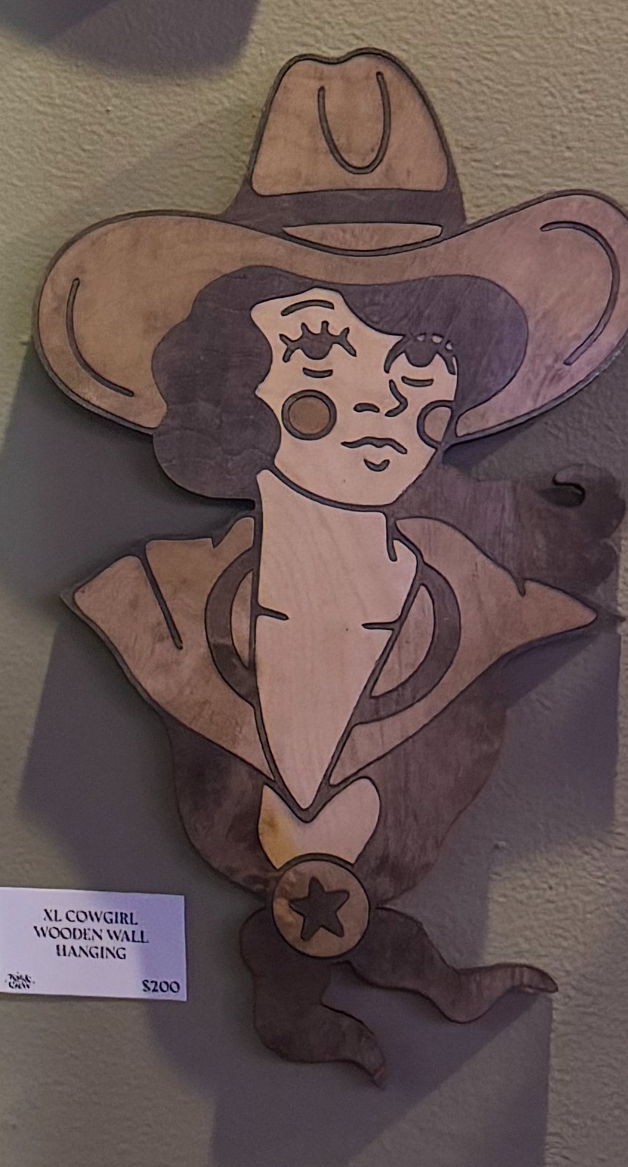 XL Cowgirl Wooden Wall Hanging