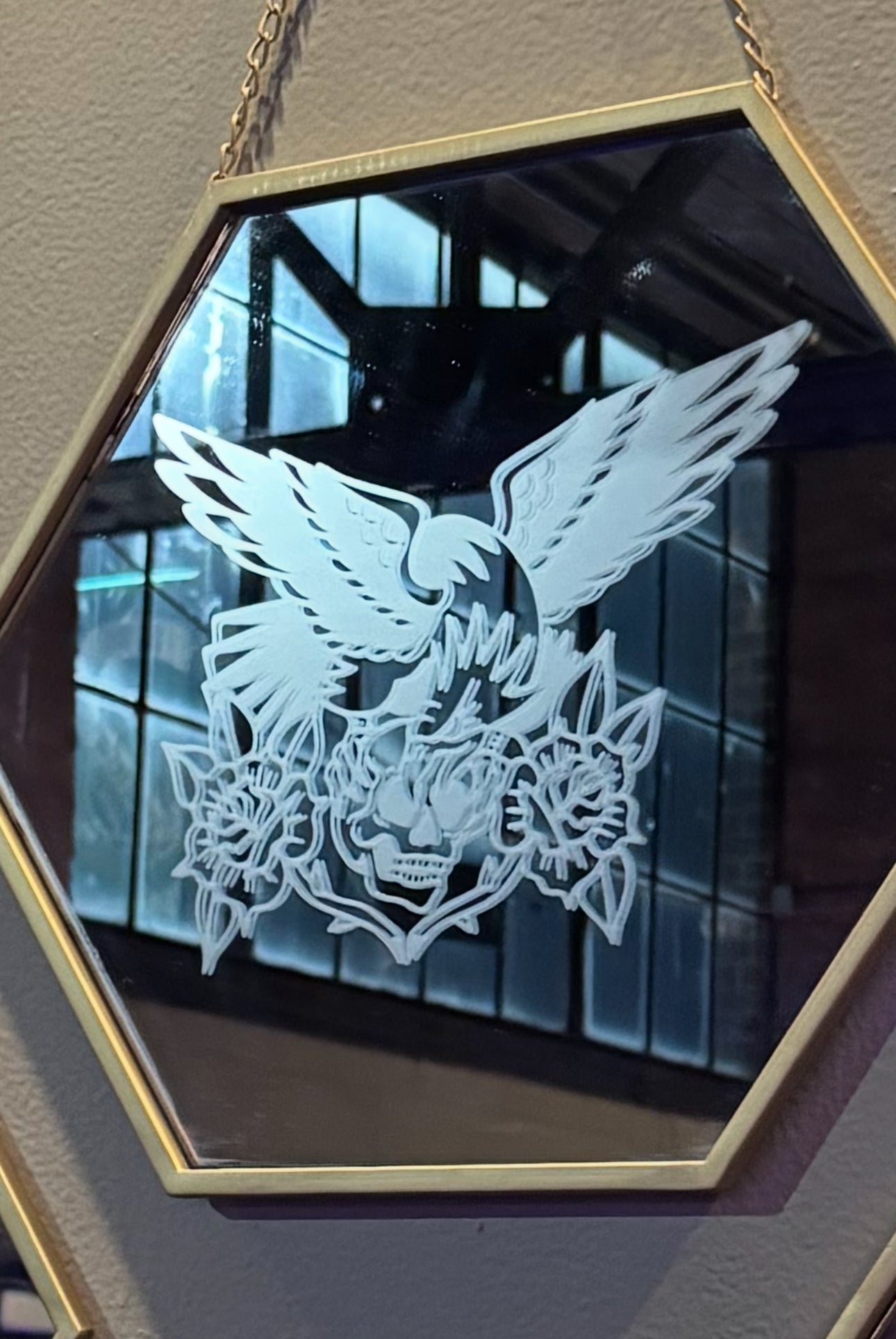 Eagle Hexagon Hanging Mirror