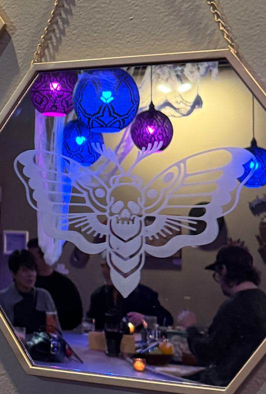 Moth Hexagon Hanging Mirror