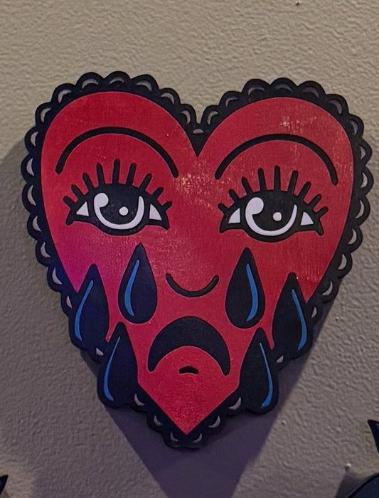 XL Crying Heart Wooden Wall Hanging