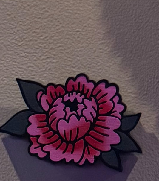 Large Peony Wooden Wall Hanging