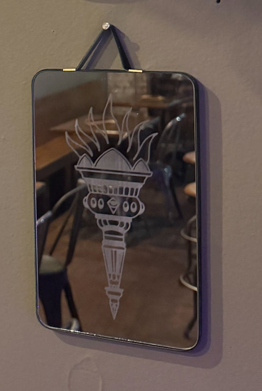 Large Torch Velvet Framed Mirror
