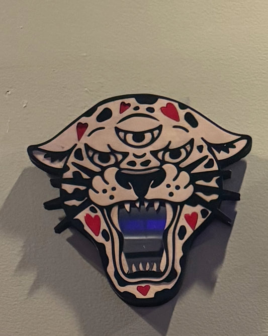 XL Wooden Leopard Mirrors
