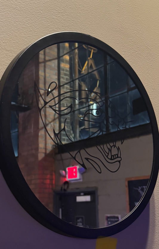 Panther Round Hanging Mirror
