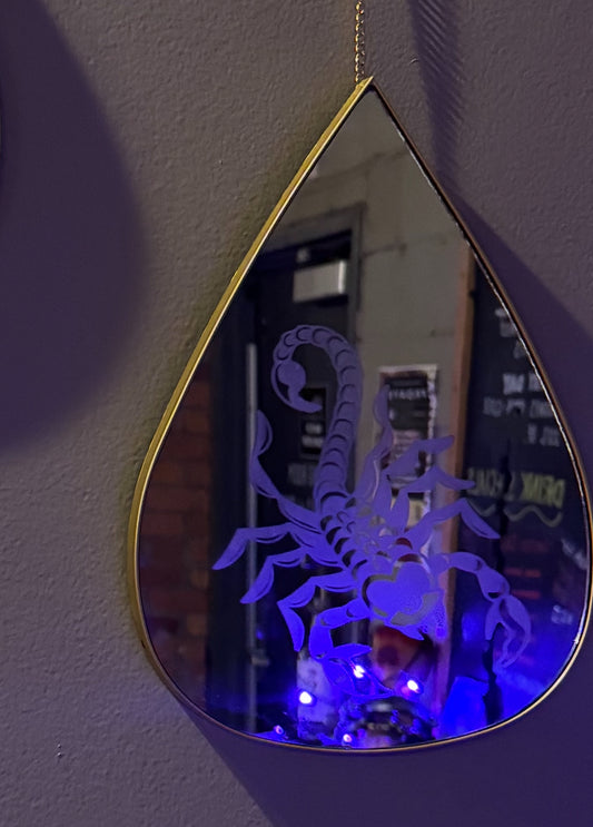 Scorpion Tear Drop Hanging Mirror