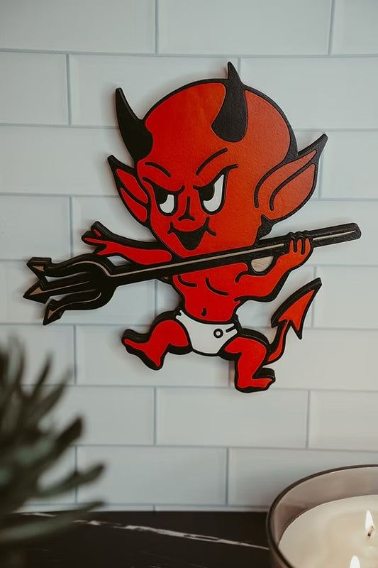 Hot Stuff Devil Wooden Wall Hanging