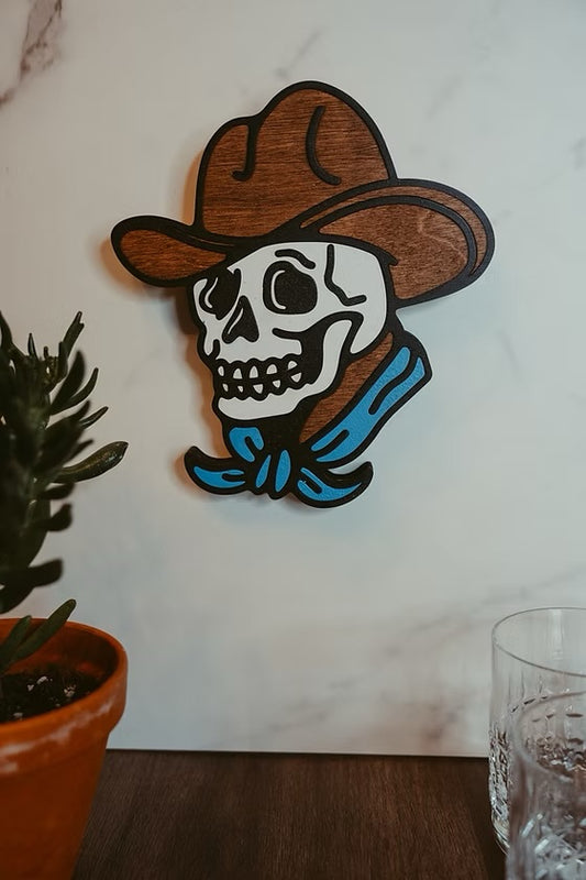 Western Skull Wooden Wall Hanging