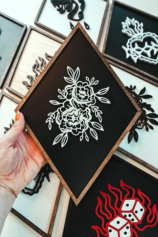Wooden Diamond Flash Tattoo Wall Hangings