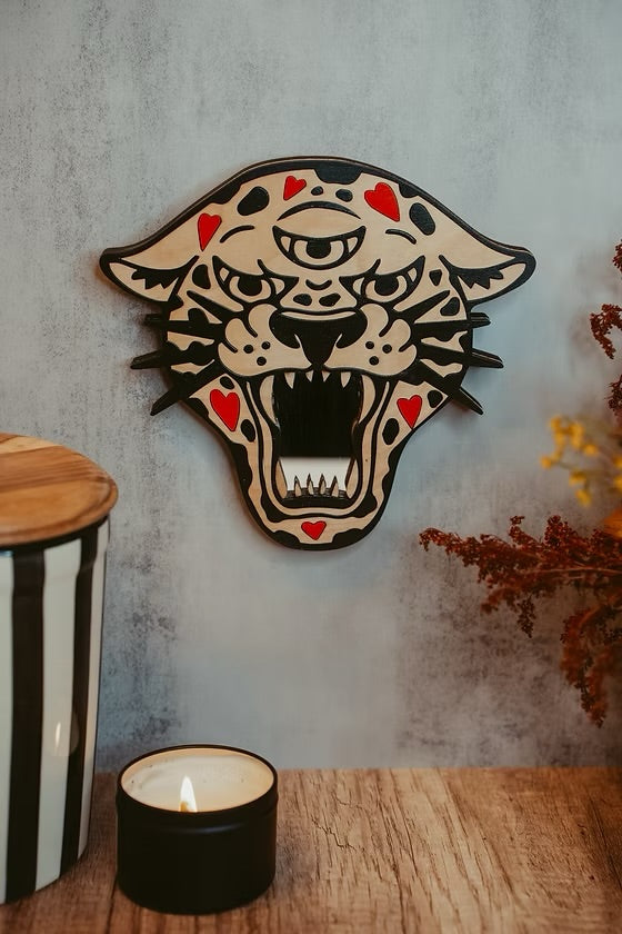 Love Struck Wooden Leopard Mirror